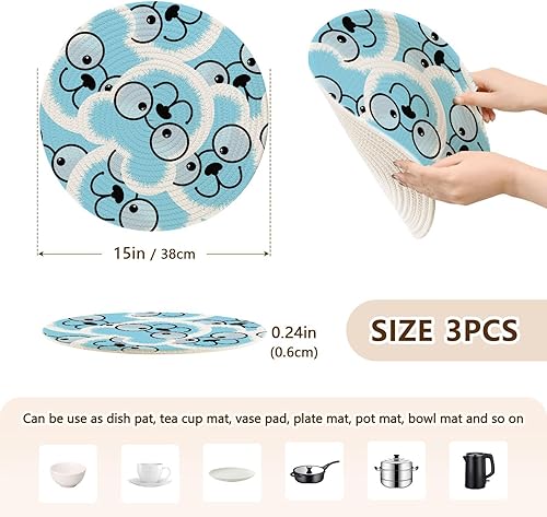 Miniatura 2 de 3 piezas de salvamanteles calientes para ollas y sartenes calientes de 15 pulgadas, tejido de hilo de algodón, almohadillas calientes para