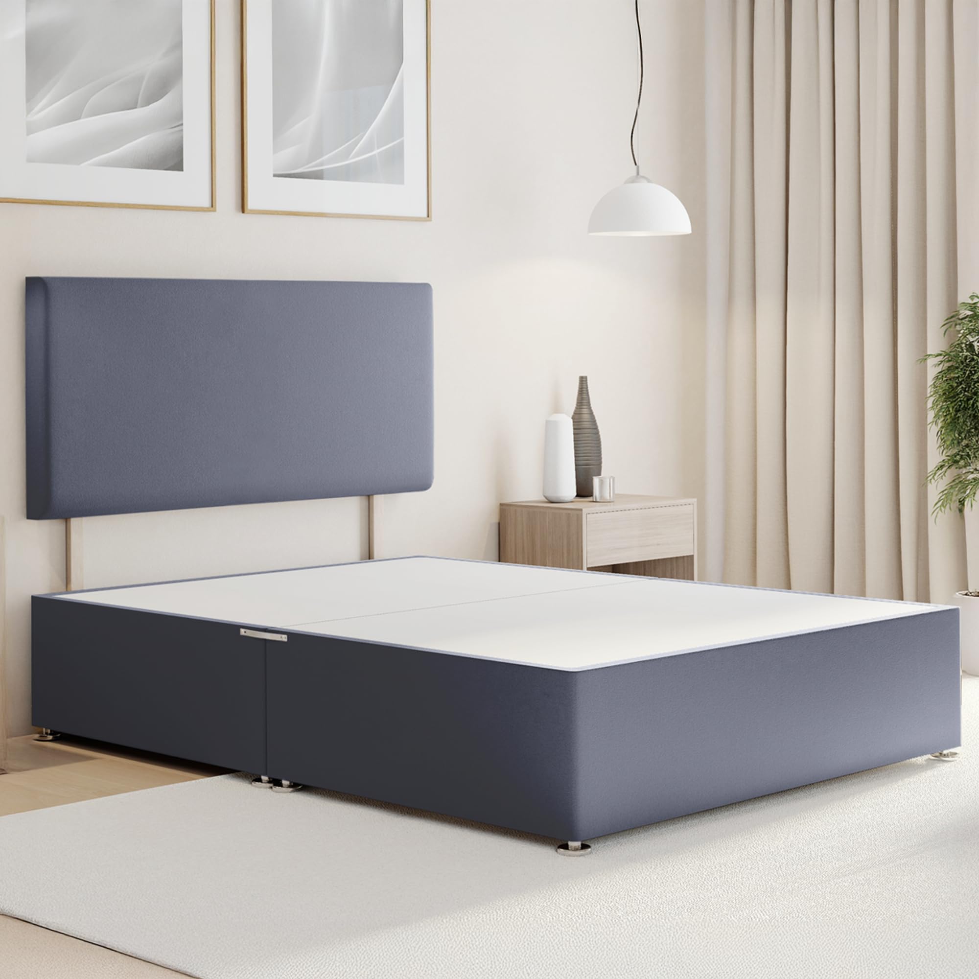 ComfoRest Single Divan Bed Base with Headboard - 3FT - (Grey Plush) - Supportive Frame for Everyday Use - Minimal Design for Guest or Spare Rooms - No Mattress, No Drawers — image 1