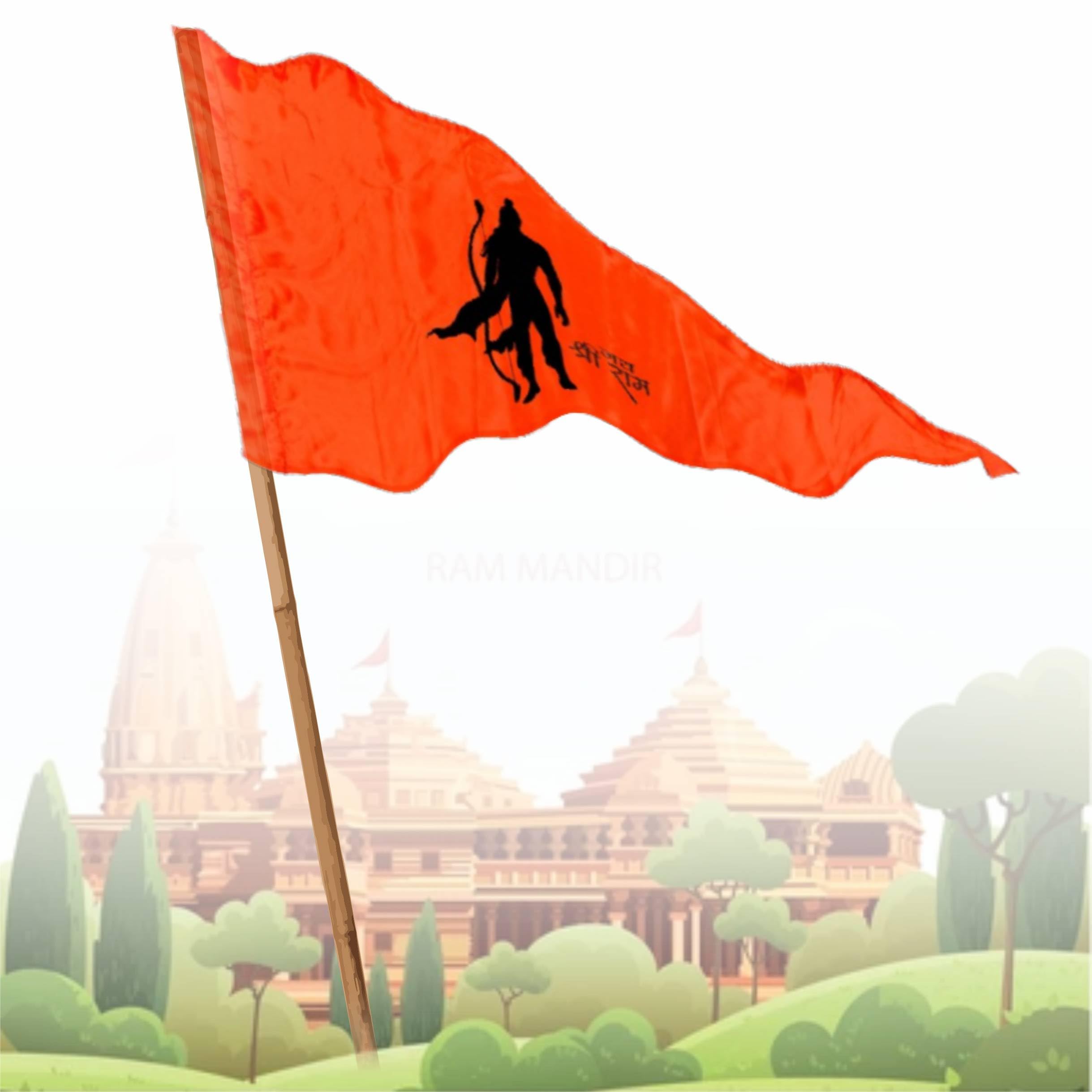 La Jarden LARGE Shri Ram Bhagwa, Flag, सिन्दूरी झंडा WITHOUT STICK Vibrant Hindu Religious Decor; Jai Shree Ram Printed Bhgwa Dhwaj/Pataka Religious, Ayodhyapati Ram Mandir flag ( Pack of 1) 36x54 inch. Ramji ka jhanda-image-33