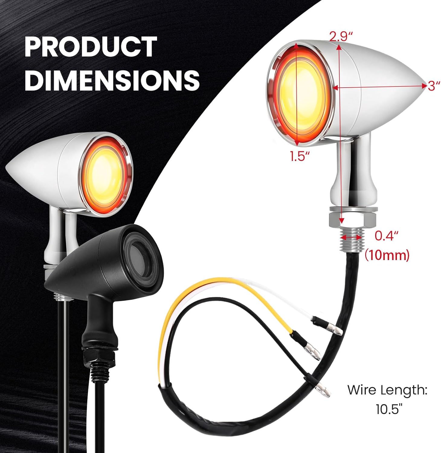 Motorcycle Turn Signals - 2PCS Chrome Bullet LED Front Lights Motorcycle Blinkers Indicator Tail Lights Compatible with Honda Yamaha Suzuki Kawasaki Harley Sportster Dyna