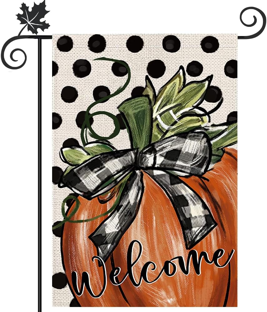 Fall Garden Flag Double Sided, 12.5 x 18 Inch Outdoor Decor Yard Decorations for Home Outside Front Porch House Farmhouse(Fall F)