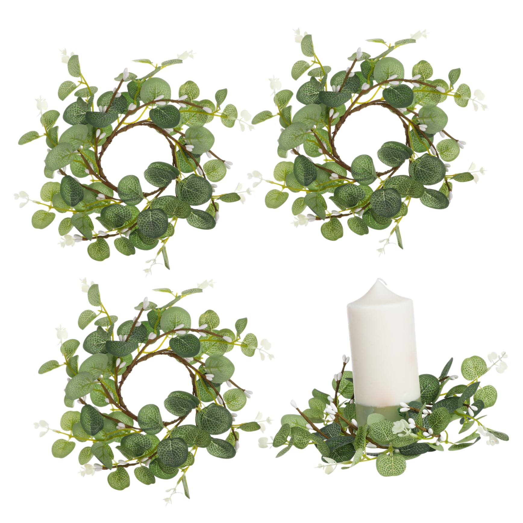 Anneaux de bougies eucalyptus pour decoration de table de mariage
