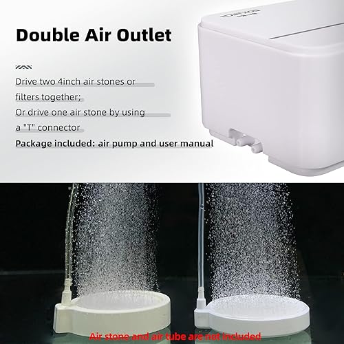 Miniatura 3 de Kit de bomba de aire para tanque de peces, bomba de aire para acuario con válvula de control, 2 tubos de línea aérea de piedra de aire de 4 pulgadas