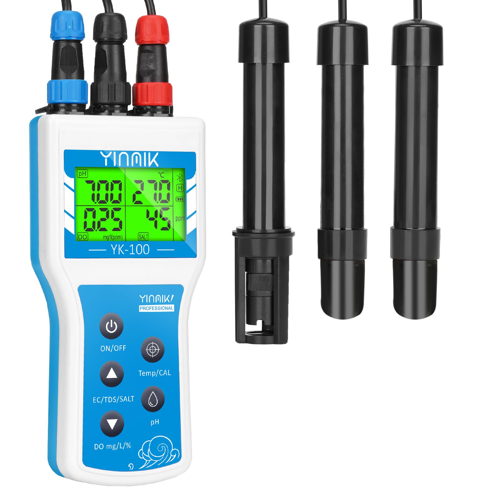 Tragbares Messgerät für gelösten Sauerstoff, intelligentes DO Messgerät mit Salzgehalt und Höhenkompensation, tragbarer 6-in-1-pH-DO-SALZ-EC-TDS-Tester für Koiteiche, Aquakultur-Umweltmonitor, wissen