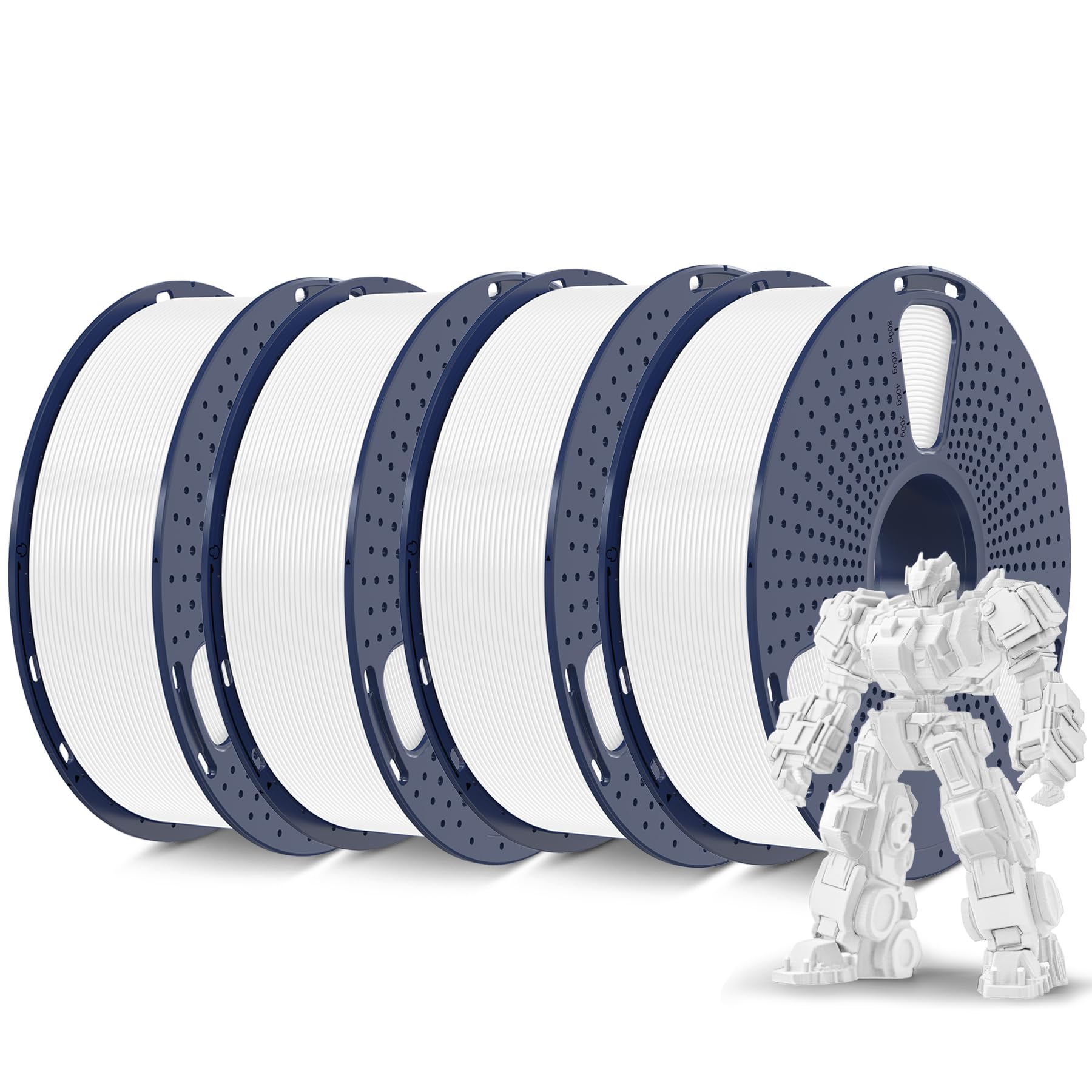 SUNLU 3D Printer Filament PLA Plus 1.75mm White 4KG | Neatly Wound, Upgrade PLA Filament Bundle, For Most FDM 3D Printer, 1kg Spool, 4 Packs