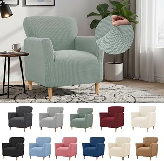 Stretch-Sesselbezug mit Armlehnen, Elastischer Strick Spannbezug für Sessel Polsterstühle, Sesselschoner für Wohnzimmer, Büro, Abdeckung zum Schutz vor Flecken, Haaren Verschleiß (Grün)