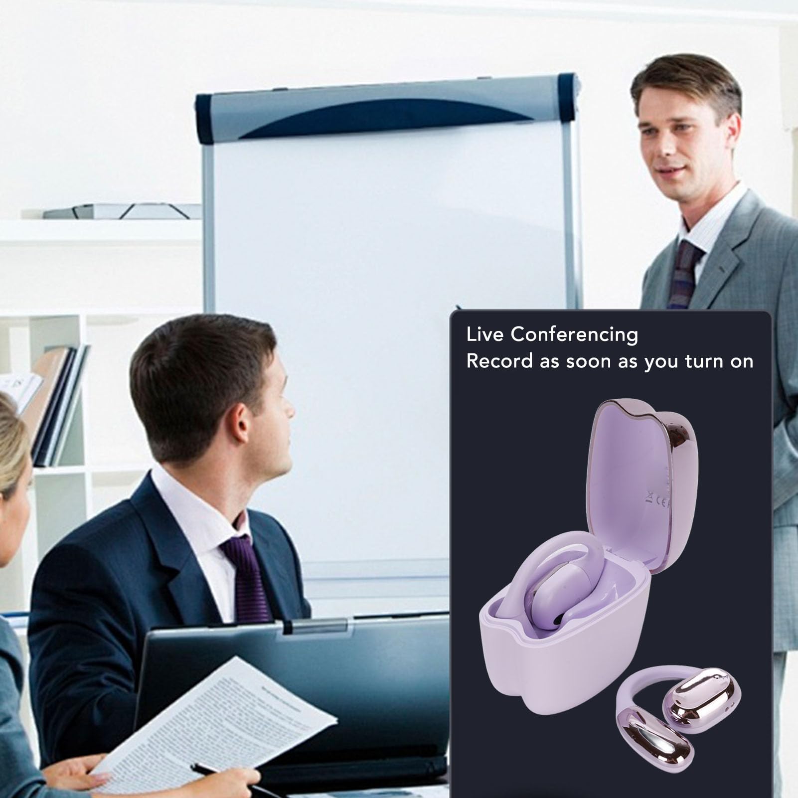 Topiky Auricolari Wireless con Traduzione in Tempo Reale con Intelligenza Artificiale, Bluetooth 5.4, Auricolari Aperti, Traduttore in 140 Lingue, (PURPLE)