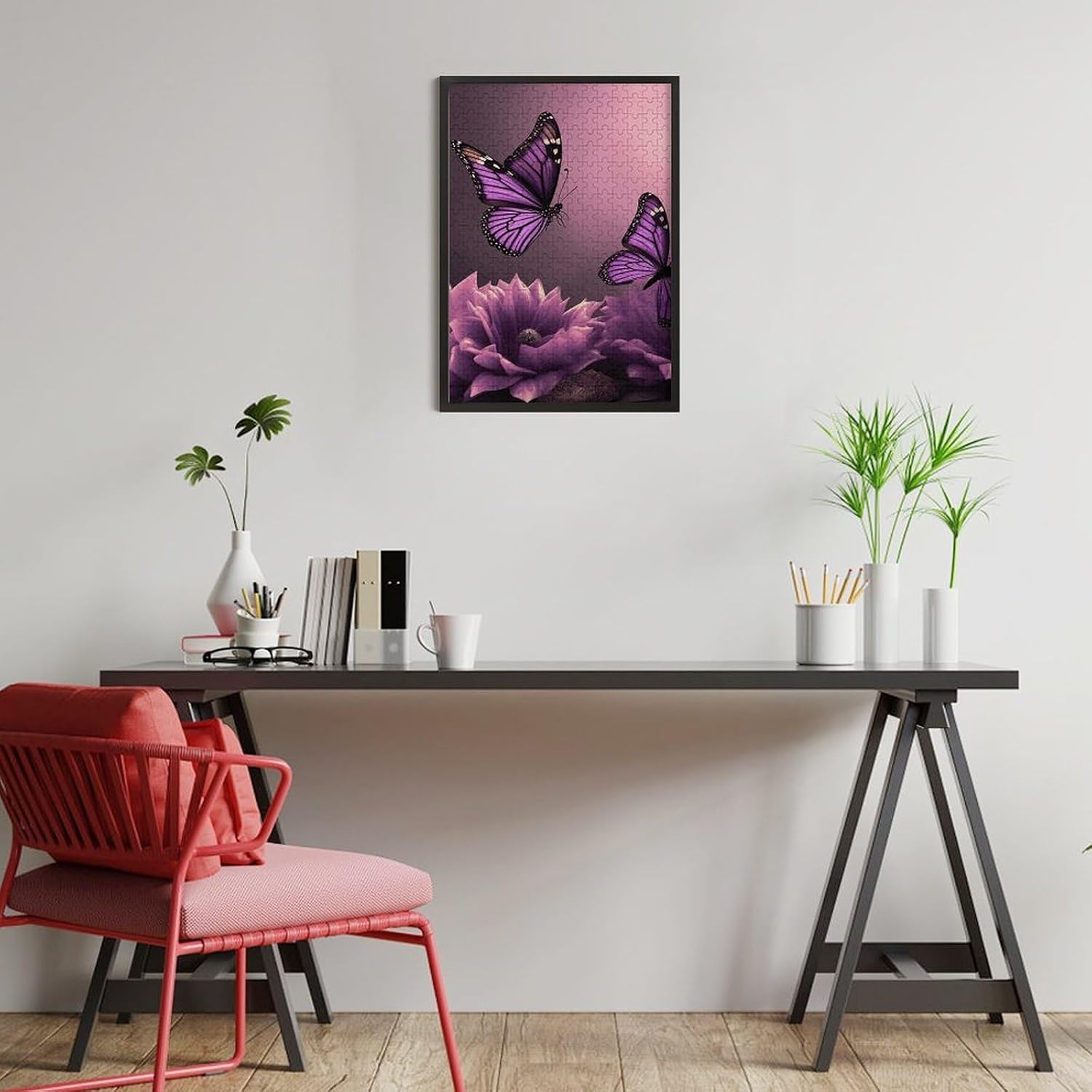 3D Flowers and Purple Butterfly Wooden Puzzle, Jigsaw Puzzles image 5