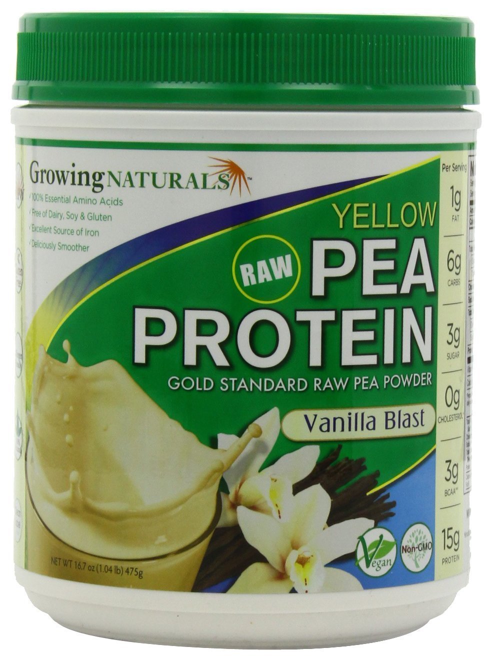 Growing Naturals Yellow Pea Protein - Vanilla Blast - 16 oz