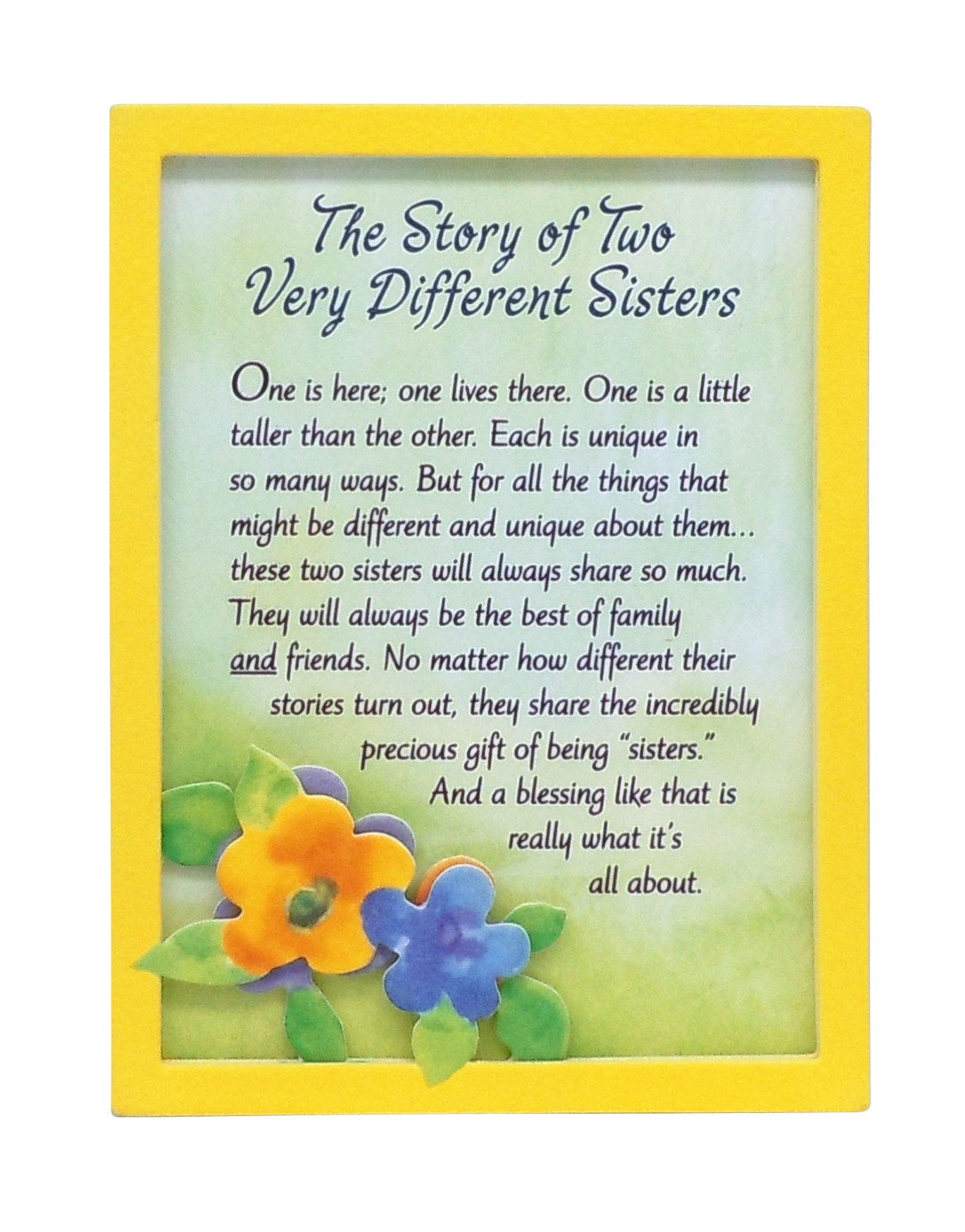 Blue Mountain Arts Miniature Easel Print with Magnet "The Story of Two Very Different Sisters" 4.9 x 3.6 in., Sentimental Birthday, Christmas, or "Just Because" Gift from One Sister to Another