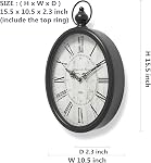 Menterry Oval Retro Wall Clock, Old-Fashioned Antique Design, Rustic Vintage Style, Battery Operated Silent Decor Wall Clocks for Farmhouse,Kitchen,Office (15.5" H x 10.2" W) (Black)