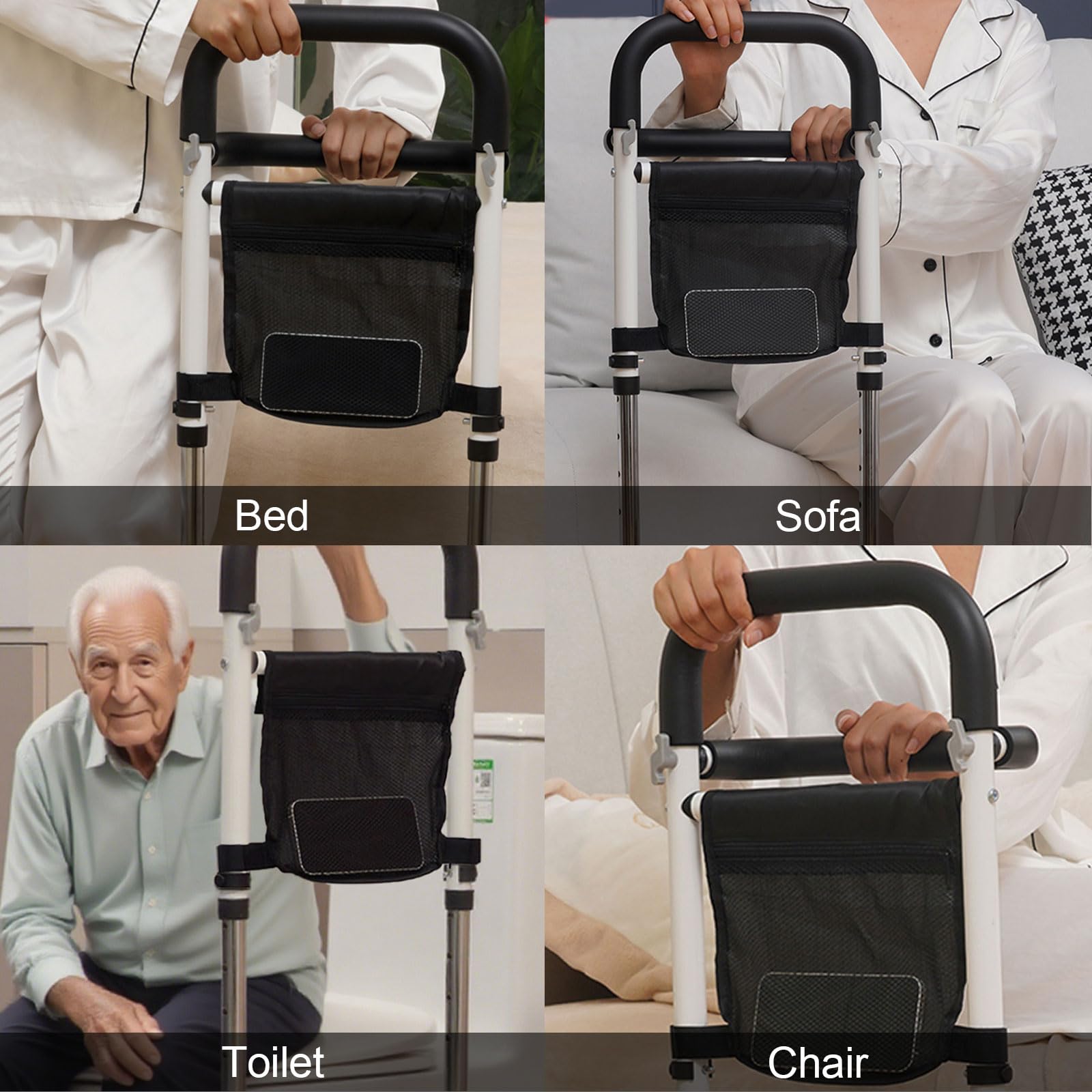 Aide pour Se Lever du Lit avec Pieds Antidérapants,Aide à la Station Debout pour Personne âgée,Salle de Bain,Toilettes 75-91 cm Réglable,Charge Max 136 KG