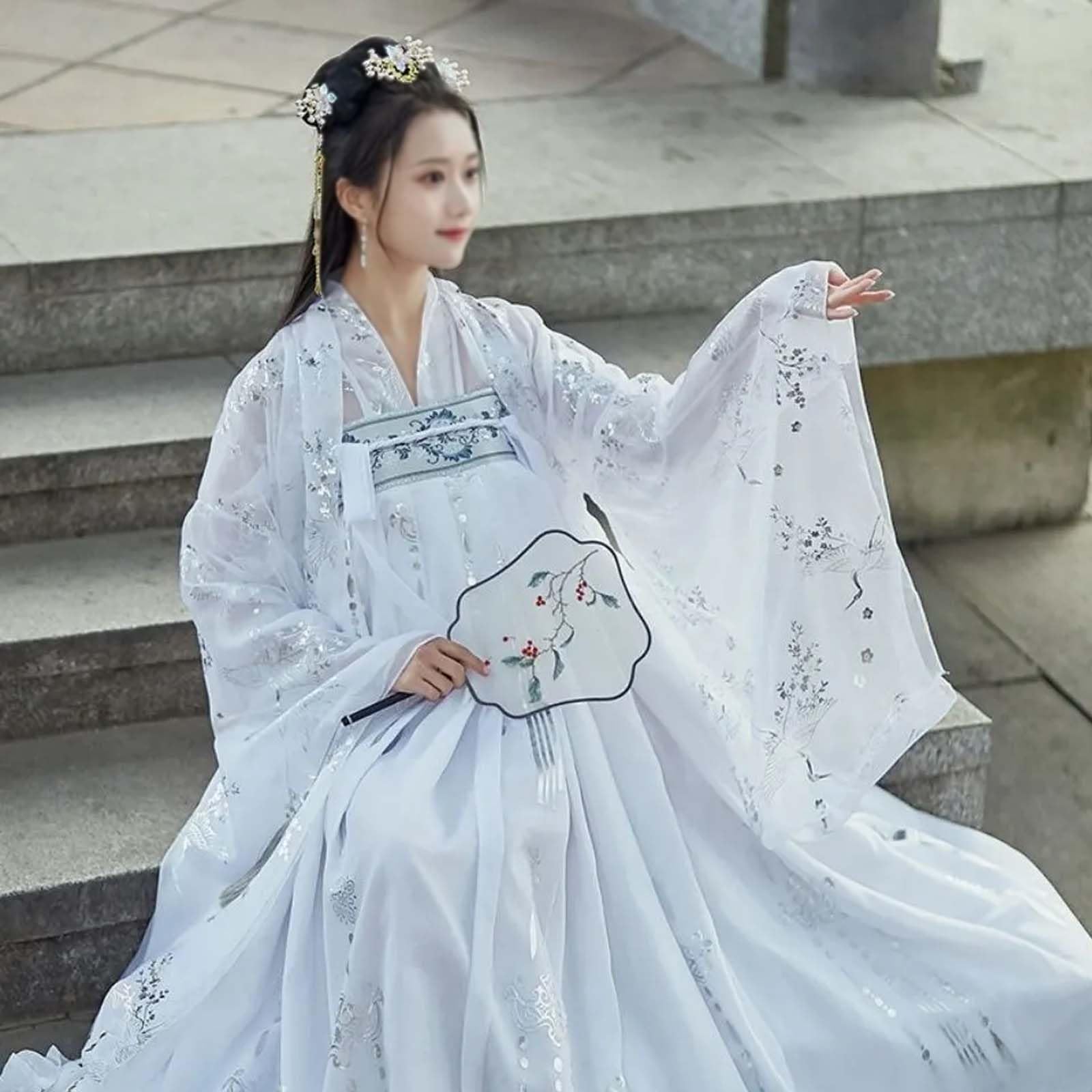 Antyczne sukienki Hanfu (S-3XL), damski kostium Tang (rozmiar plus), cosplay/na co dzień, top + spódnica + bluzka z rękawami