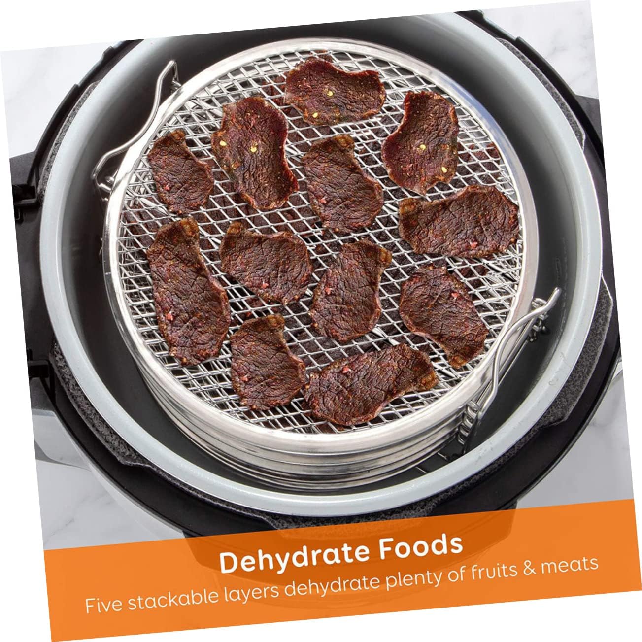 Cabilock 5-layer Stainless Steel Air Fryer Accessory Rack Dehydrator Cooker Bracket Grill Compatible