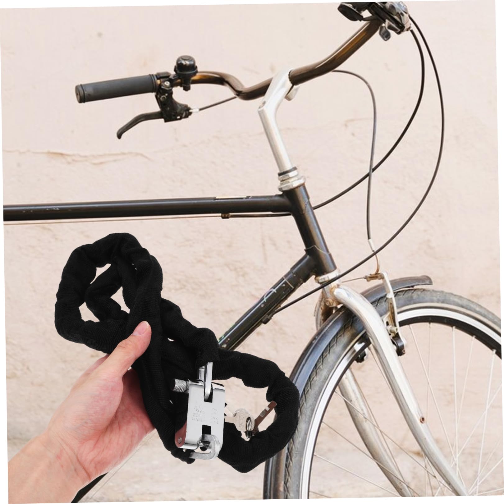 Catena Antifurto per Bici 120cm in Acciaio al Manganese Nero | Lucchetto a Catena per Esterni, Adatto a Biciclette e Moto, Trasporto Facile