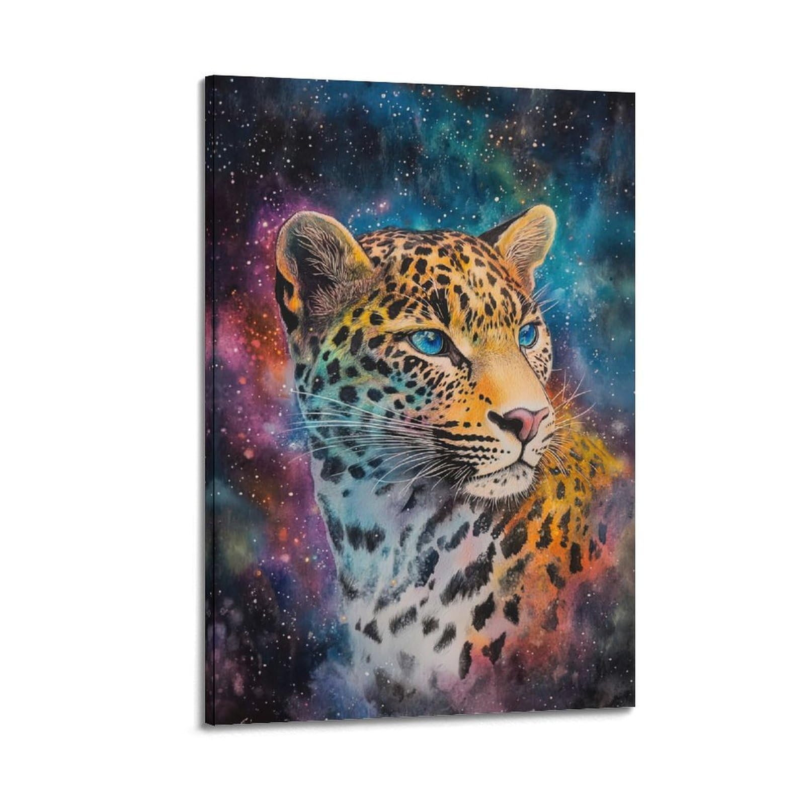 ZSZWHJ Animal Poster Leopard in The Universe Poster Decorative Painting Canvas Wall Posters And Art Picture Print Modern Family Bedroom Decor Posters 20x30inch(50x75cm)