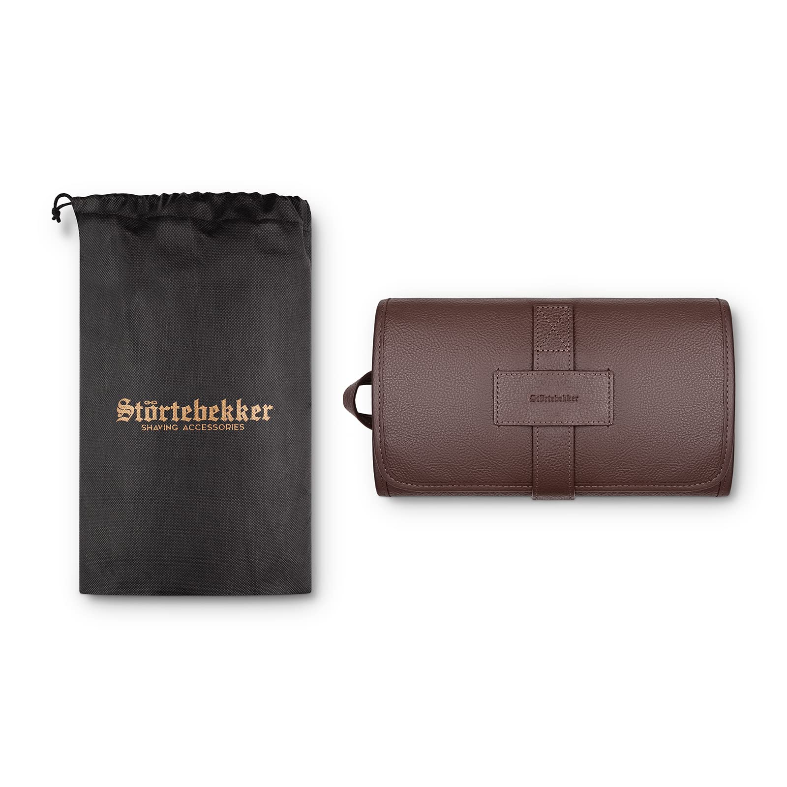 Störtebekker® Borsa da barba in pelle premium - Custodia per rasoio fatto a mano per la cura della barba, pennelo da barba, rasoio di sicurezza e accessori - Fine Toilet Bag & Borsa da toilette