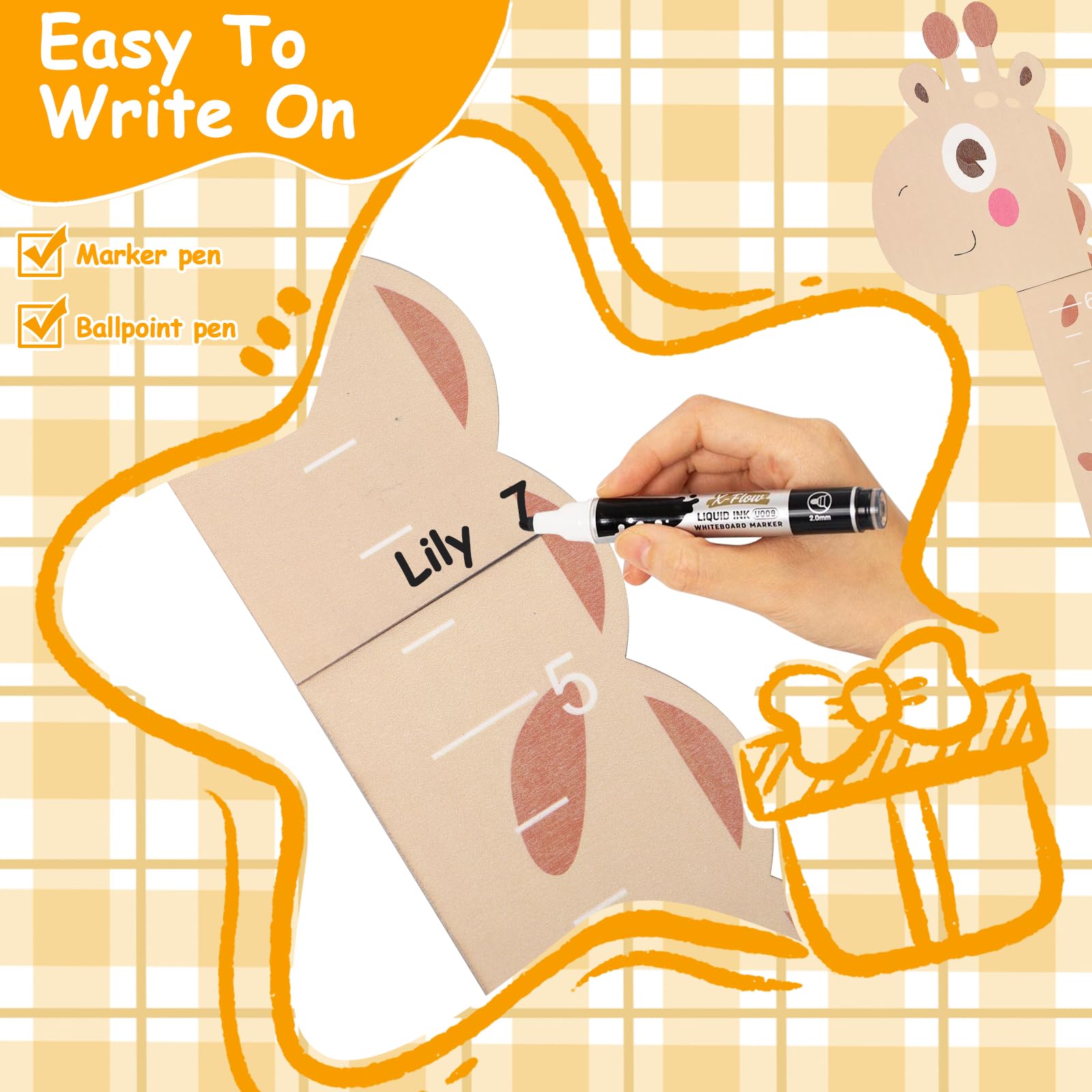 Wooden Height Chart for Kids Wall Mounted Growth Ruler Height Measurement Cute Animals Kids Height Wall Chart for Bedroom Nursery Decoration (Wood Color) - Image 3