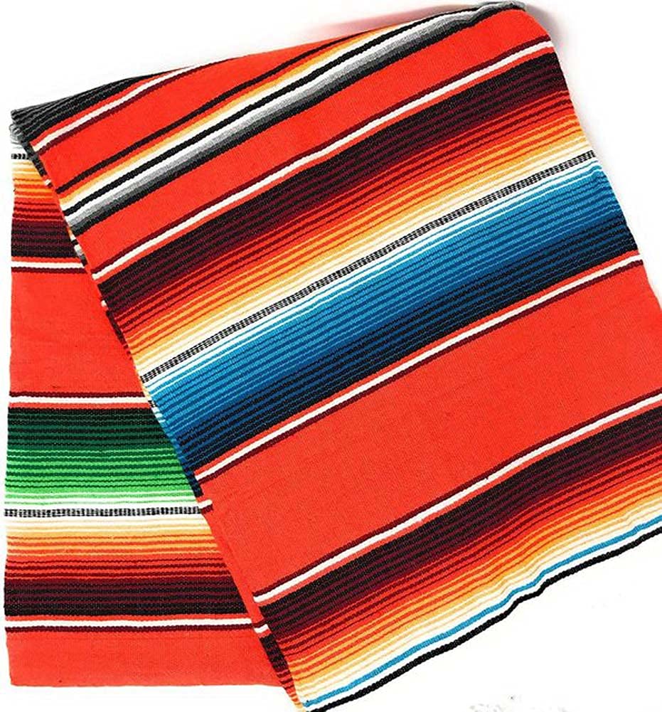 Runner Da Tavola Messicano Con Frange, Tovaglia Lunga In Cotone A Righe Arcobaleno, Multiuso Per Feste E Decorazione Casa, Arancione