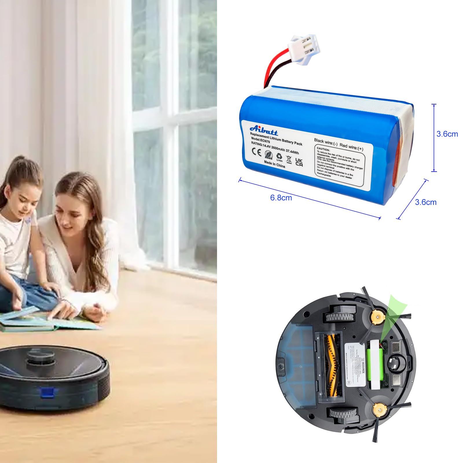 2600mAh Ersatzakku für Eufy RoboVac 11S/11SMAX,30C,15C/15CMAX,35C,G10 Hybrid,G40 Hybrid+, G20/G30 Serie, akku für Tesvor X500, Batterie für Proscenic 850T, Ecovacs DEEBOT N79,N79S RoboVac.