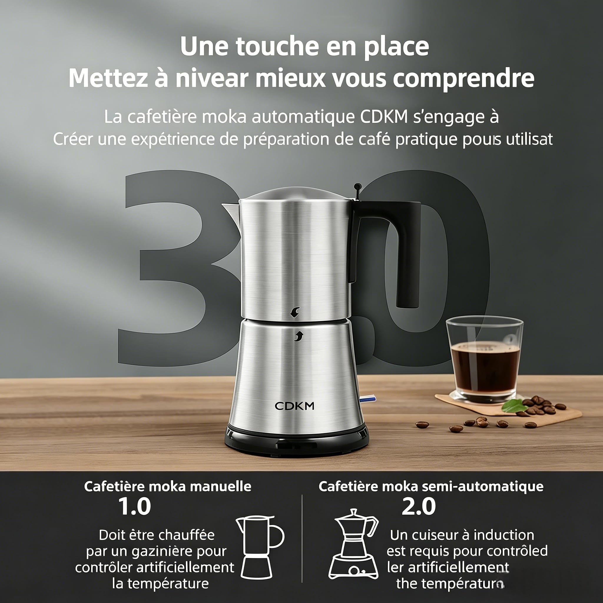 Cafetière électrique moka Mise hors tension automatique(340 ml)