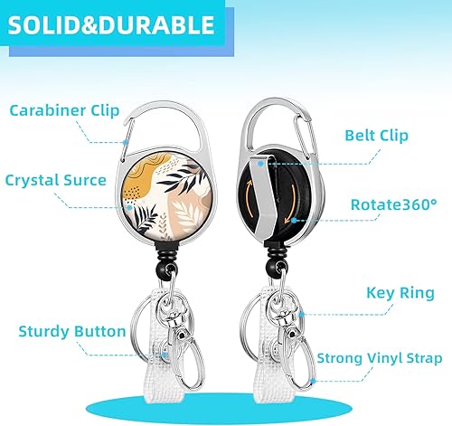 Miniatura 2 de Soporte para tarjetas de identificación con cordón, carrete retráctil con clip giratorio para cinturón, llavero y cordones desmontables, carretes