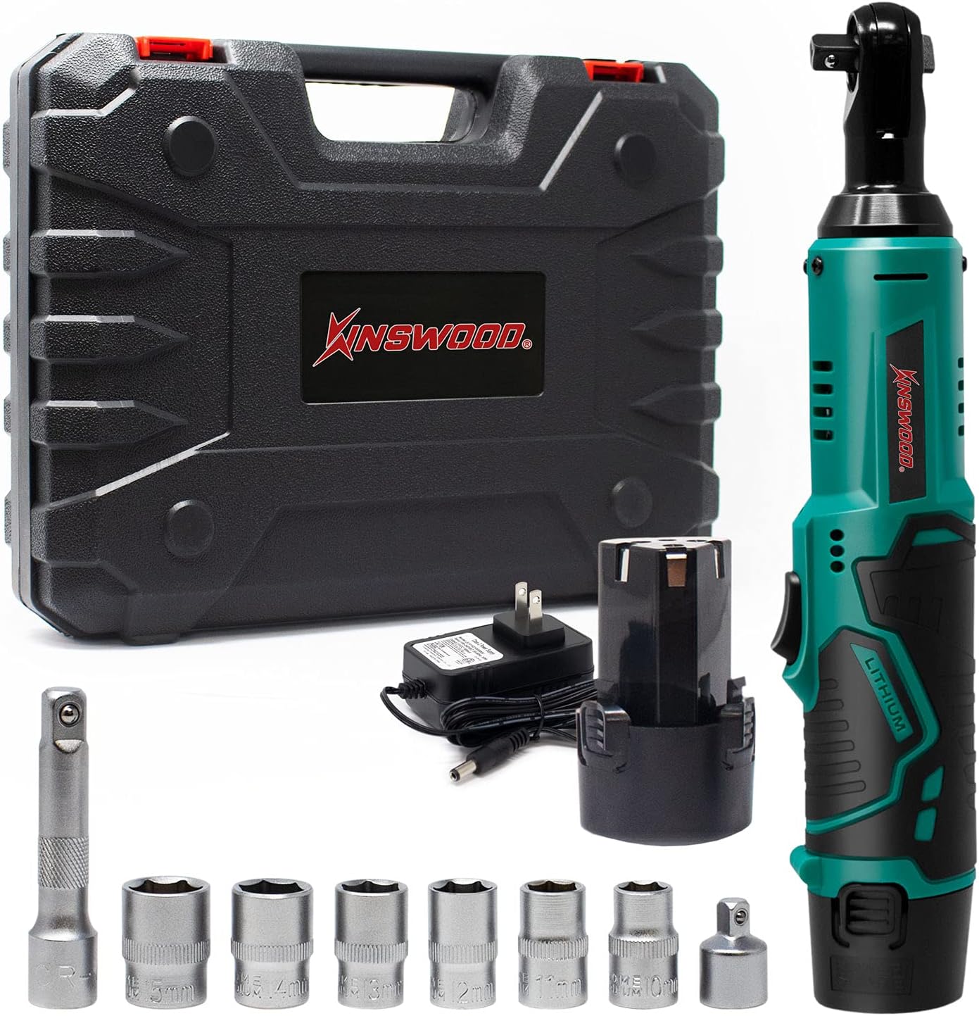 Bauer Tools S-LONG Cordless Electric Ratchet Wrench Set, 3/8