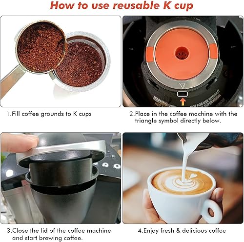 Miniatura 5 de K Cups reutilizables para Keurig, cápsulas de café reutilizables compatibles con la cafetera de taza única Keurig 1.0 y 2.0, K Cup de acero
