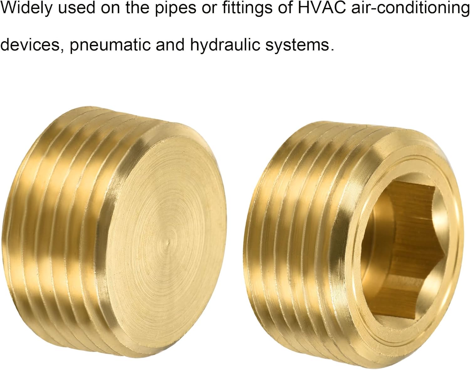 MECCANIXITY Brass Pipe Plug 3/4 NPT Male Thread Hex Internal Head Socket Fitting for Water Air Fuel Pipeline Pack of 2
