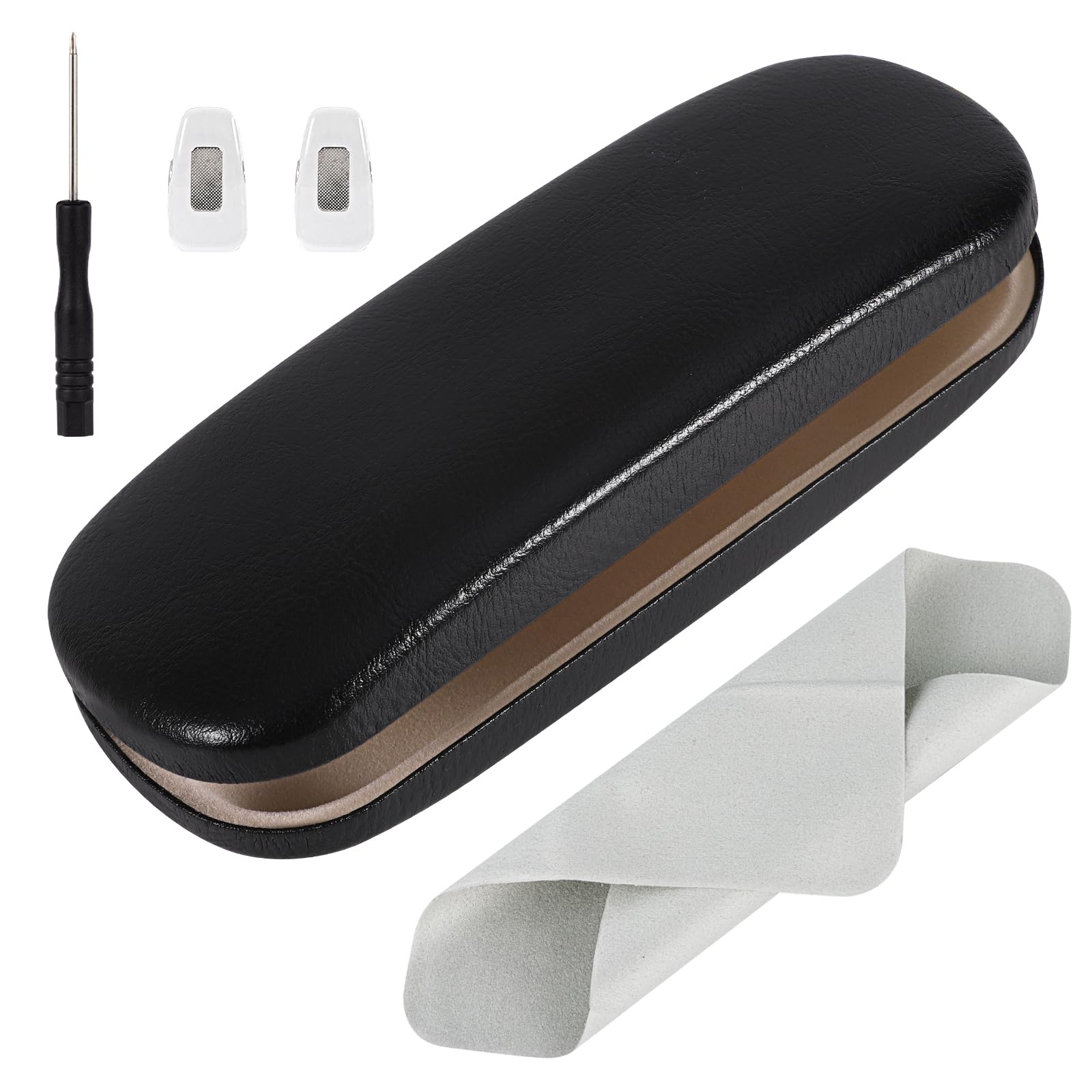 CQSYWQING Unisex hard shell eyeglasses cases, protective case for glasses，Compact PU Leather Eyeglass Case with Micro Screwdriver Kit, glasses case,