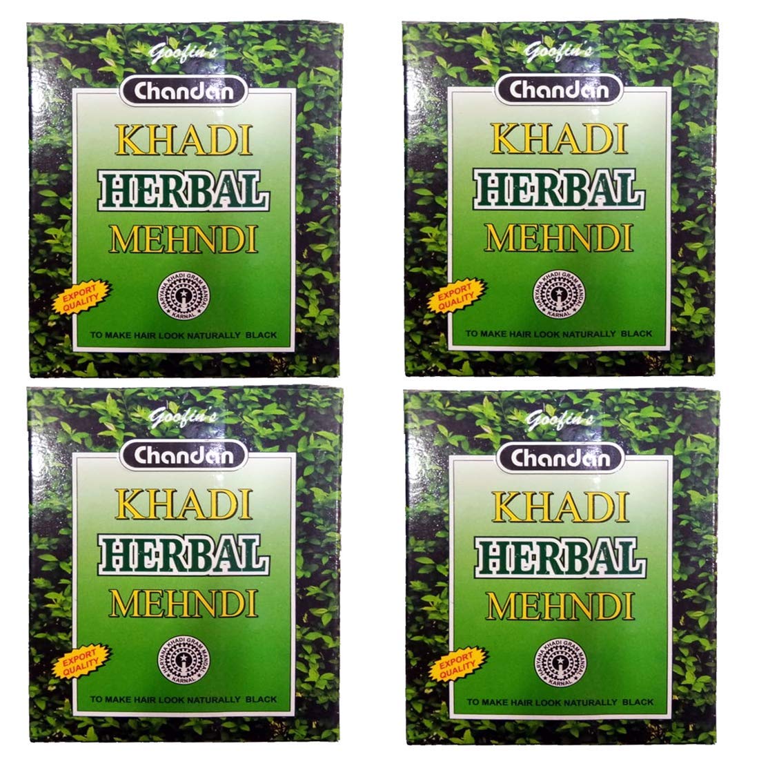 Goofin's Chandan Khadi Herbal Black Mehndi with Neem & Henna | Natural Hair Color for Smooth, Shiny, and Healthy Hair (Black, Pack of 4, 260g Total)-image-18