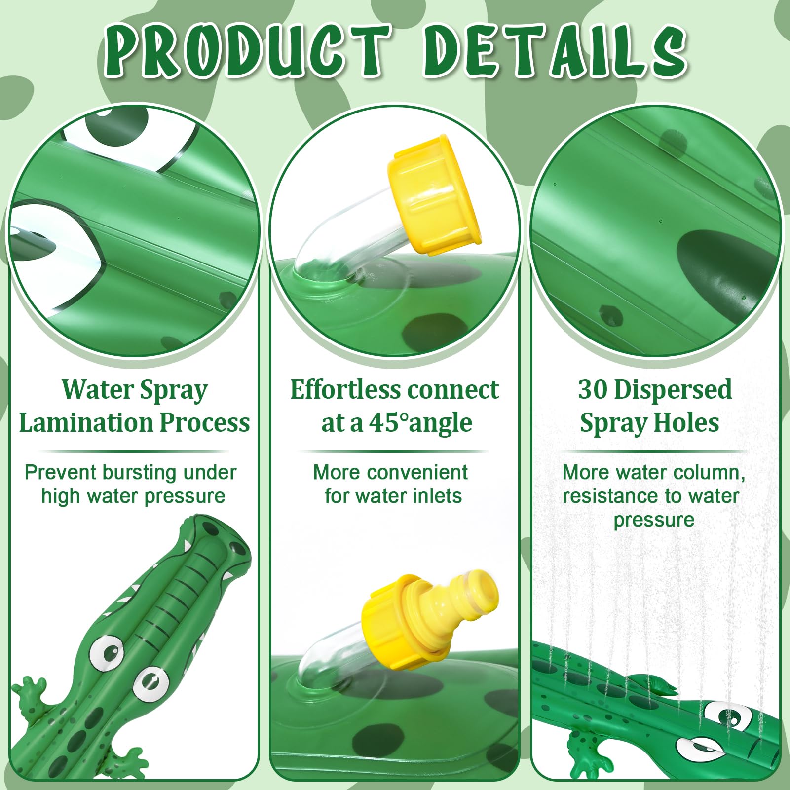 243,8 x 33 cm extra großer Sprinkler für Kinder, aufblasbarer Sprinkler für den Außenbereich | Kleinkind-Wasserspielzeug für den Hof, langlebiges Sommer-Spritzwasser-Spray, lustiges Spielzeug für Rasen, Garten, Hinterhof