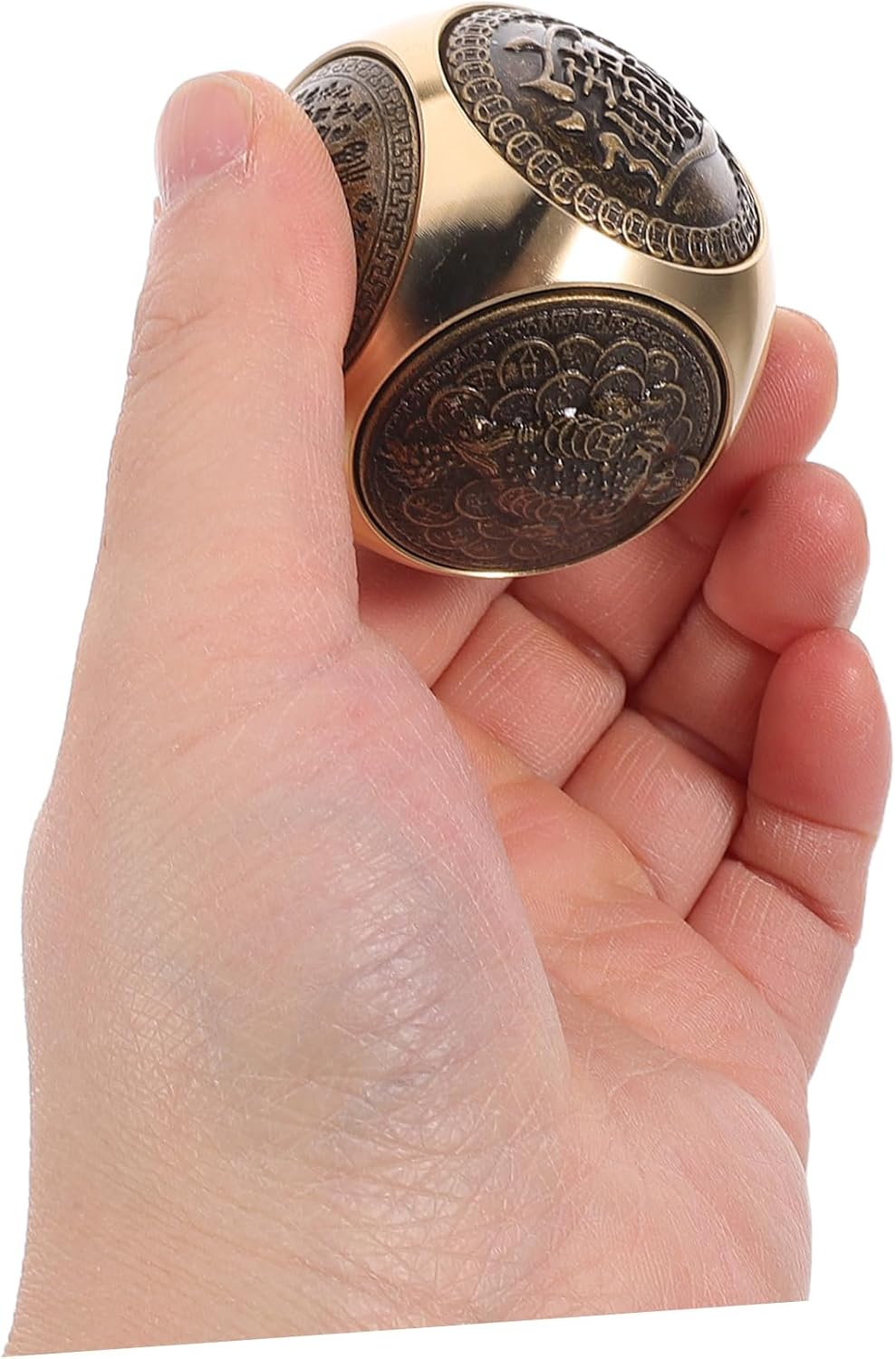 Didiseaon Hand Grip Strengthener Ball Solid Brass Fitness Ball Therapy Seniors Rotating Plaything for Hand Health