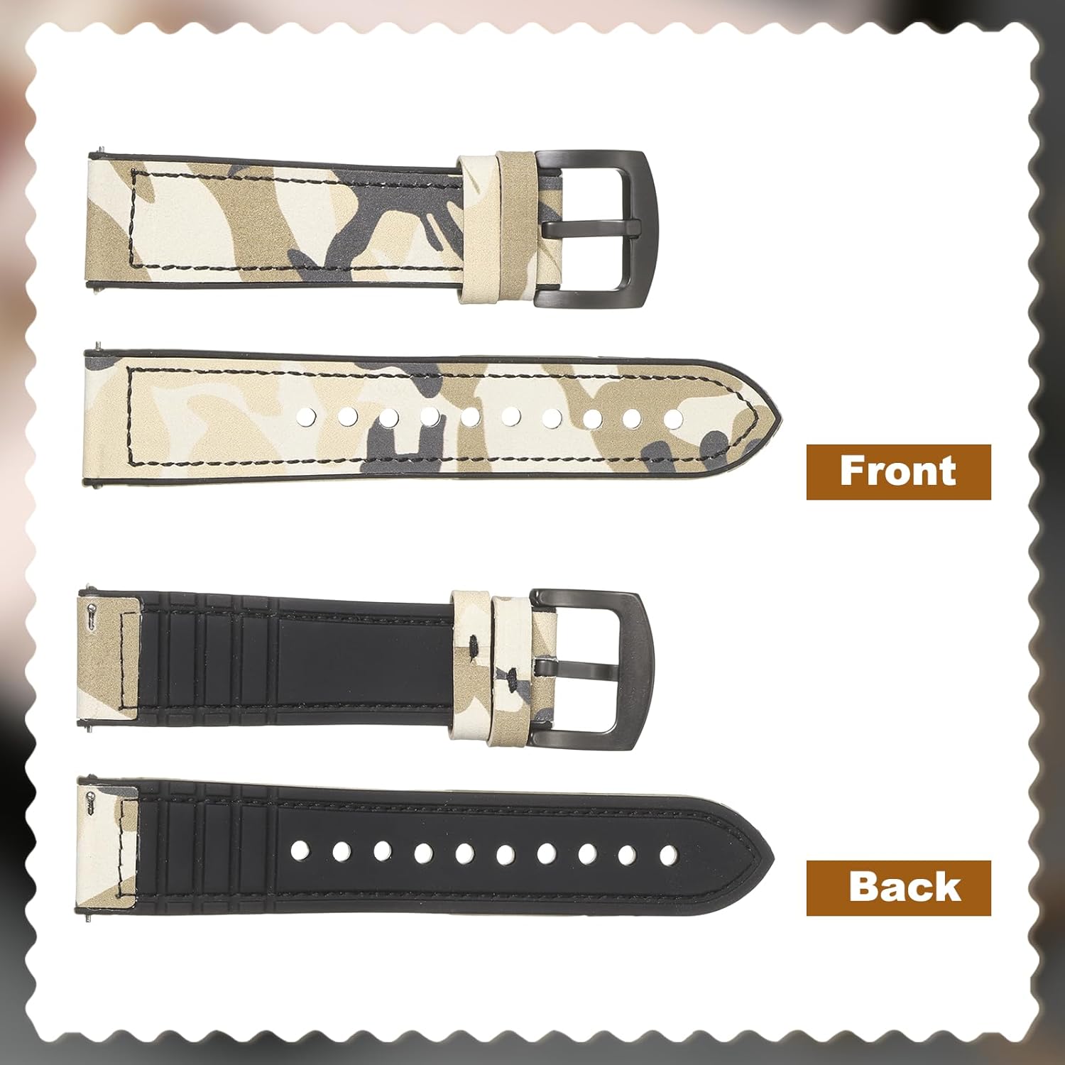 HARFINGTON Leather Watch Bands Quick Release Watch Strap Silicone Cowhide Replacement Wrist Band Black Buckle for Men Women - Image 5