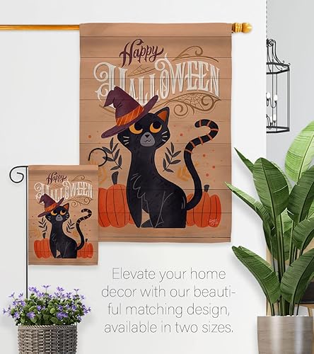 Miniatura 8 de Bandera de la casa de gato brujo – Paquete de otoño Halloween bruja truco o trato espeluznante noche negro temporada otoño calabaza apoyo nuestras