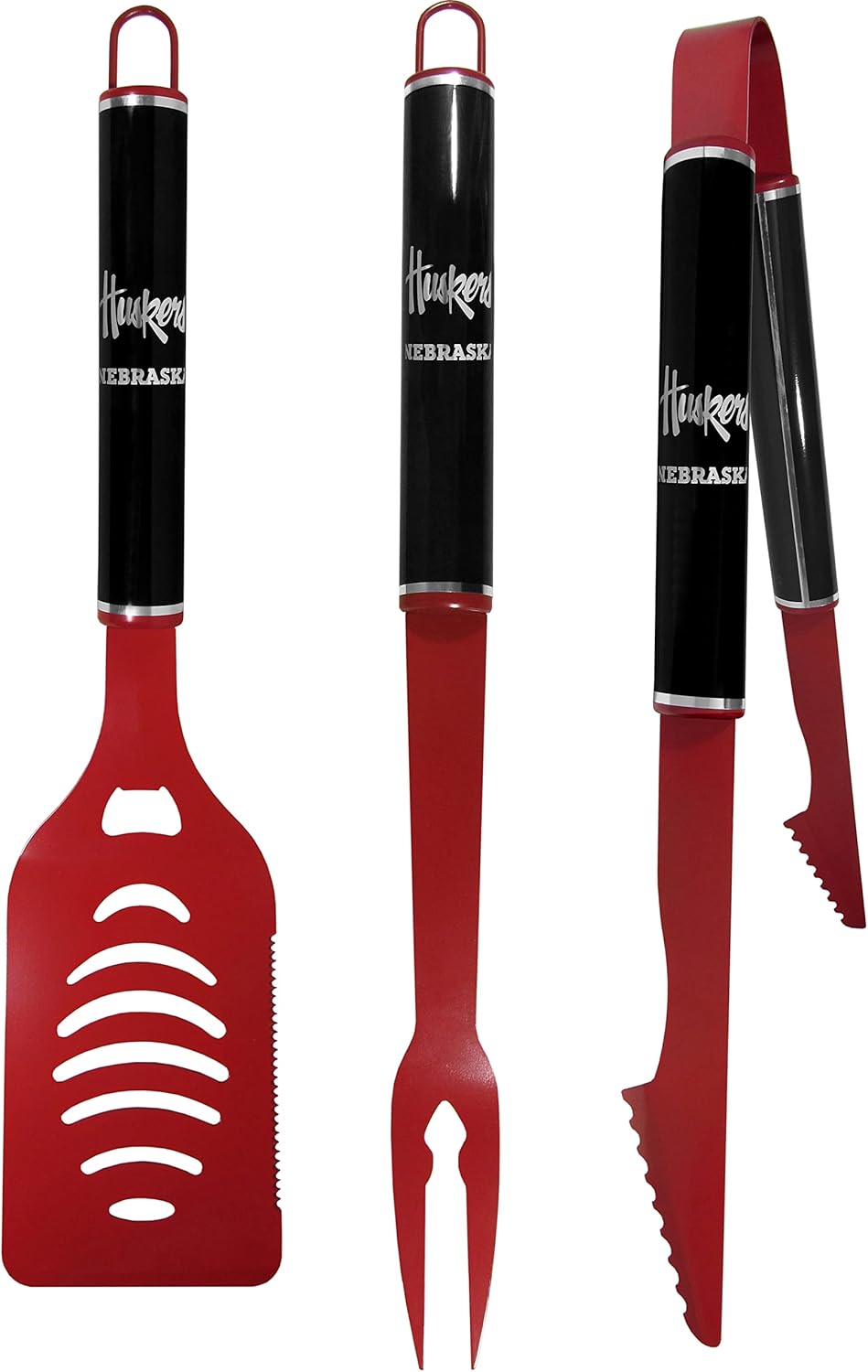 Siskiyou Sports NCAA Nebraska Cornhuskers 3 pc Color and Black BBQ Set, Team Colors, One Size