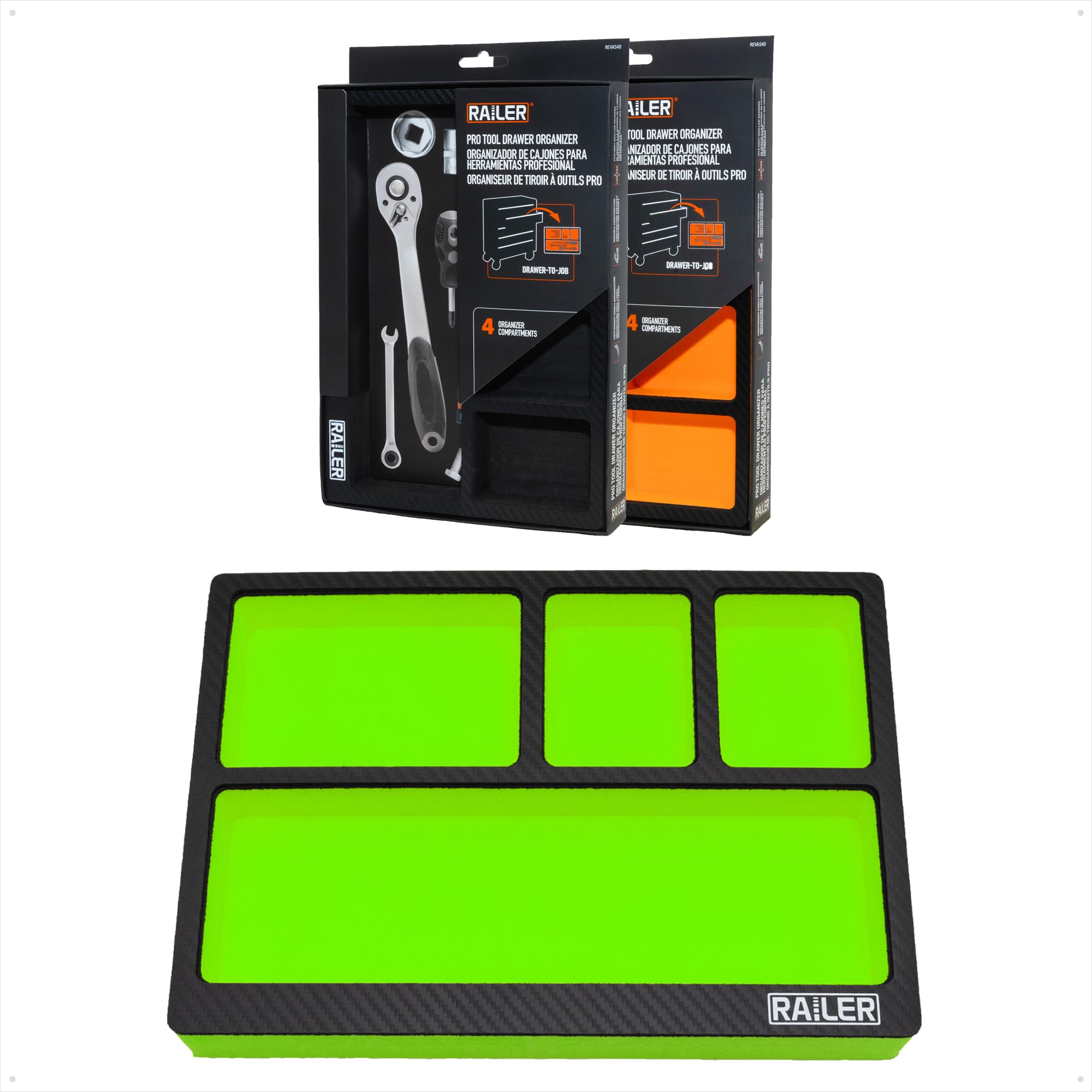 Railer EVA Foam Tool Tray – Premium Tool Box Accessories & Storage Organizer with a Built-In Bit & Socket Organizer for Your Tool Drawer