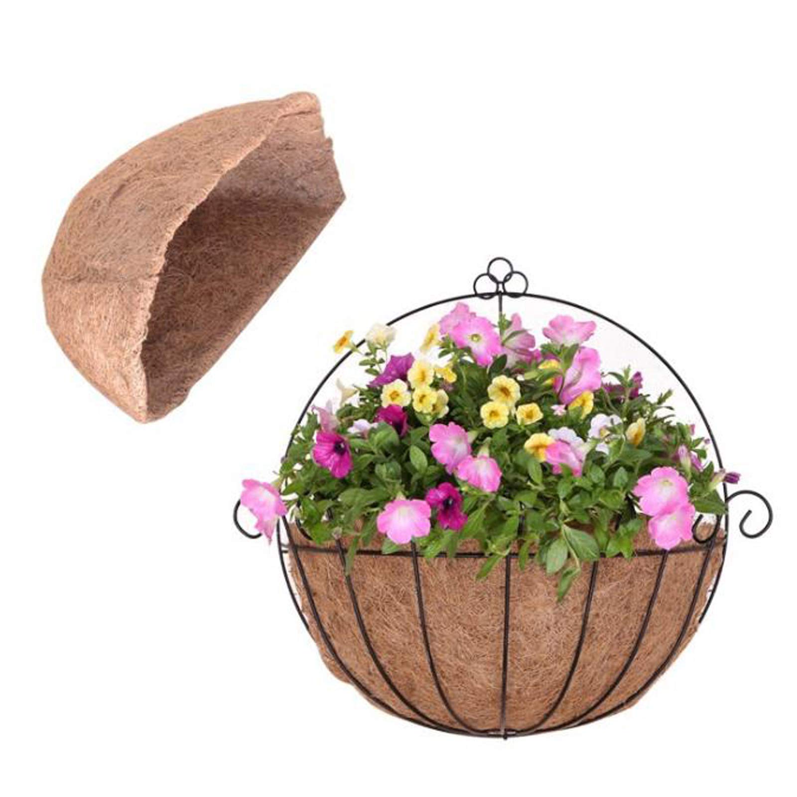 Brown Æ— 16 Inch 40Cm Half Round Coco Liner, 2Pcs Replacement Coco Liner Coco Fiber Replacement Liner Plant Basket Liner Half Circle For Wall Hanging Basket Planter Flower Pot
