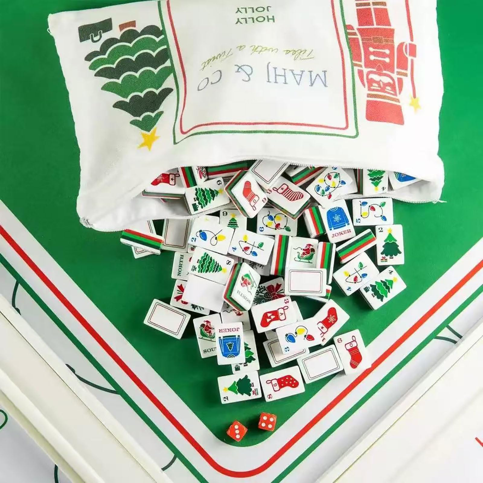 Set di 160 tessere Mahjong natalizie, Mahjong in acrilico a 4 strati