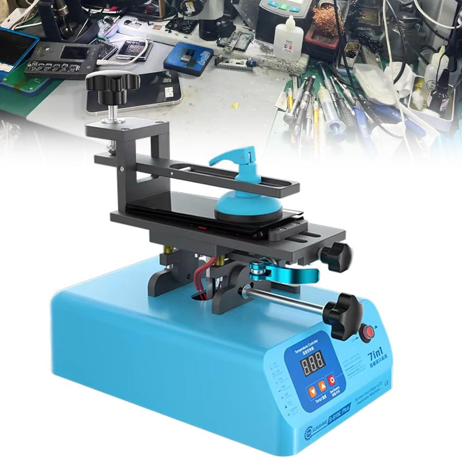 LCD Screen Separator,Adjustable Screen Fixing clamp, 360 Degree Rotating Heated Screen Separator,Mobile Phone Screen Back Cover Removal Tool