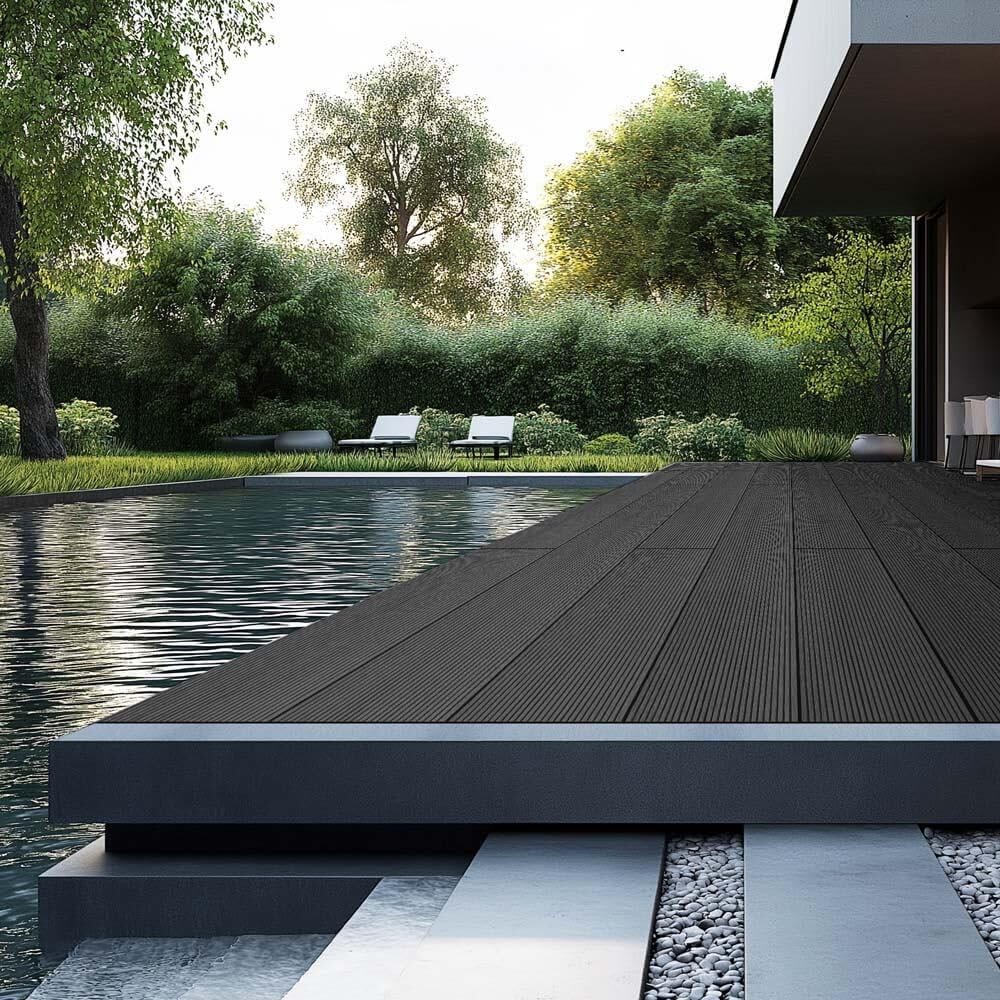 Home Deluxe - WPC Terrassendielen SAMANA - Anthrazit, 16m² - Inkl. Unterkonstruktion und kompl. Zubehör I Terrassenboden Poolumrandung Balkonbelag