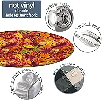 Vista 3 de Mantel redondo de otoño con borde elástico, diseño de hojas de arce, para interiores y exteriores, fiesta, cena, decoración de patio, se adapta a