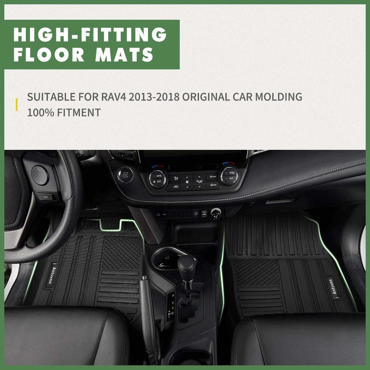 Fit for 2013-2018 Toyota RAV4 Floor Mats Cargo Mat Backrest Mat, All-Weather 3D Custom Interior Car Cargo Trunk Liners Fit for 2018 2017 2016 2015 2014 2013 Toyota RAV4 Accessories（Full Set）