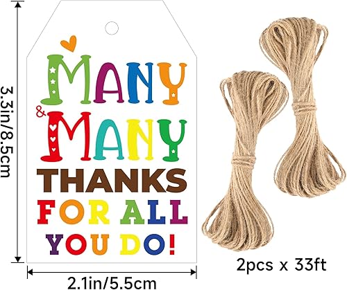 Miniatura 2 de joycraft 100 etiquetas de agradecimiento con cuerda, etiquetas de agradecimiento al maestro de 3.3 x 2.1 pulgadas, etiquetas colgantes de