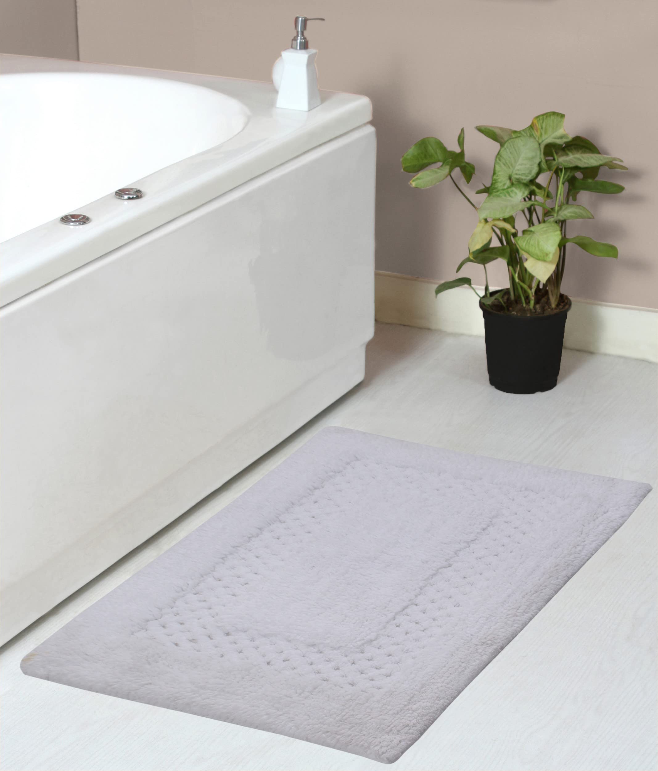 Home Weavers Classy Bathmat 100% Cotton Bathroom Rugs Set, Bathroom Décor, Washable Rug, Extra Soft and Absorbent bath Rug, Kitchen Mat, Bath Mat Set, Bath Floor Mat Non Slip, 21"x34" Rectangle, White