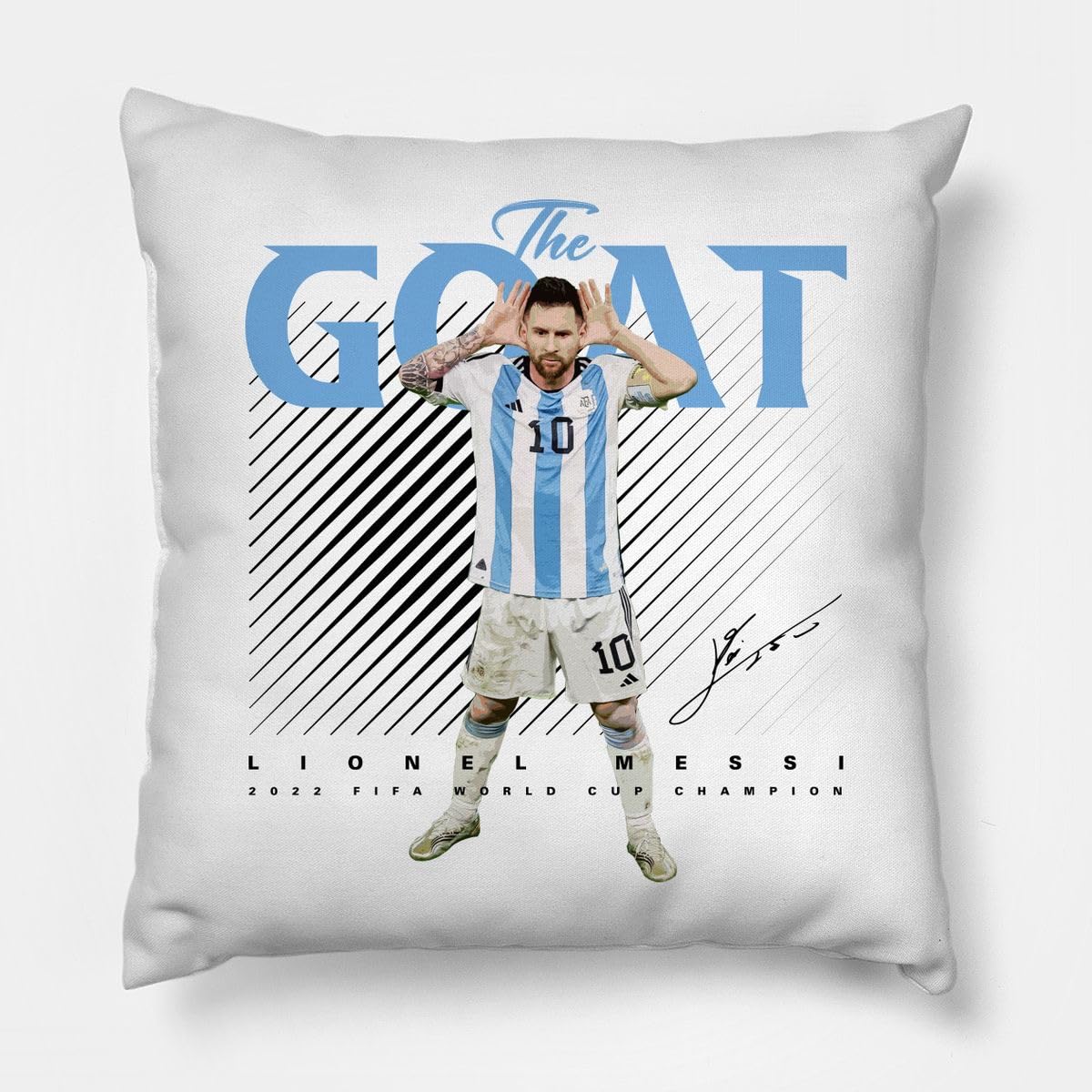 CRAFT MANIACS Lionel Messi Goat Black 16 * 16 Pillow with Cover | UBER Cool Merch for Football Lovers