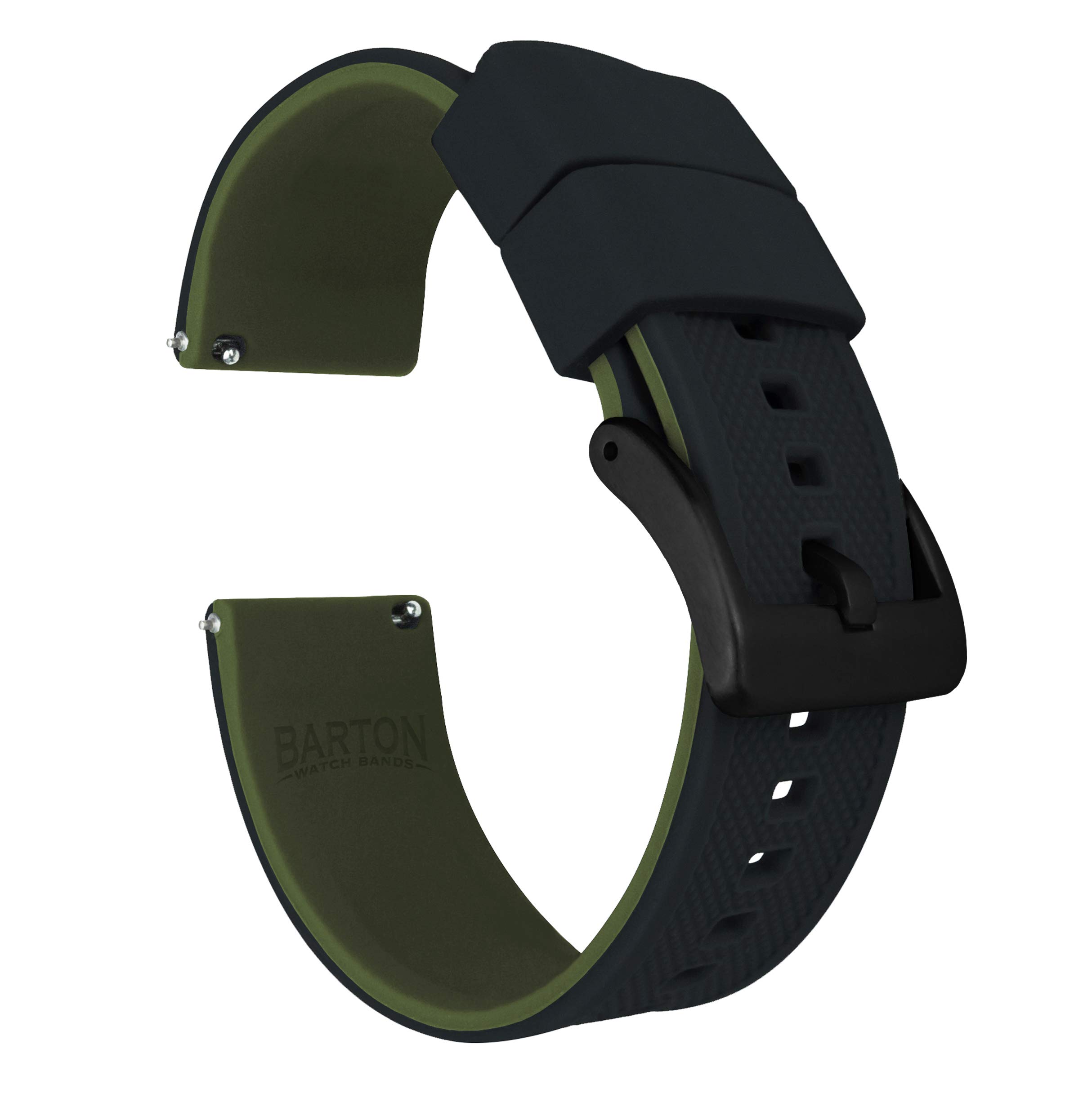 Barton Elite Silicone Watch Bands - Quick Release - Choose Color - 18mm, 19mm, 20mm, 21mm, 22mm, 23mm & 24mm Watch Straps (Stainless & Black Buckle Available) — view 26