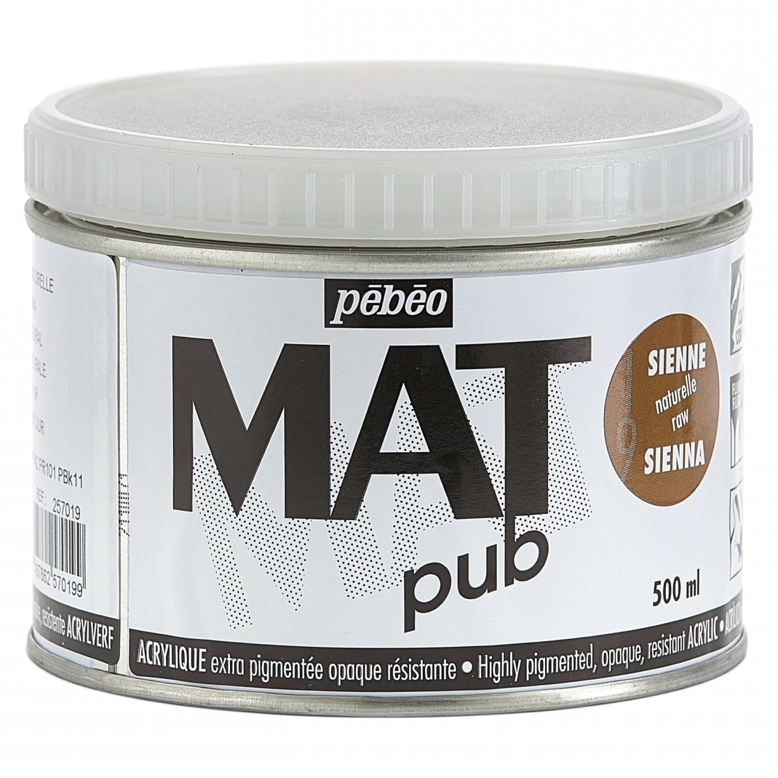 Pebeo Raw Sienna Mat Pub, Natural Sienna, 500Ml