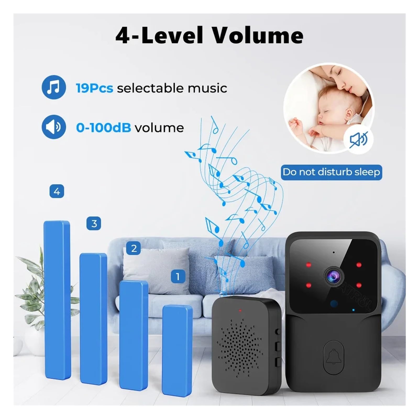 Cámara Video inalámbrica Elegante del Timbre de 1080P WiFi