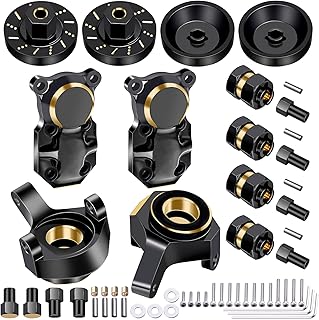 Hobbypark Front Steering Knuckles Wheel Weights Diff Cover Front Rear Extended 7mm Wheel Hex Hubs Adapters for Axial SCX24 Upgrades Set 1/24 RC Crawler Car